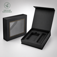 Boîte cadeau magnétique noire de luxe personnalisée, vente en gros, emballage rigide en carton mat avec fenêtre pour électronique, montres, bijoux, OEM