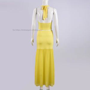 Sexy Women's Lace-Up Top With <b>Patchwork</b> Midi <b>Skirt</b> Two-Piece Set Fashion - Product Image 6