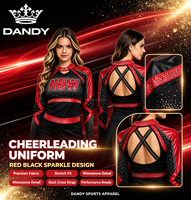Vente flash : Ensemble d'uniformes de cheerleading personnalisés avec strass, jupe en polyester bleu marine et blanc, pour équipes de danse