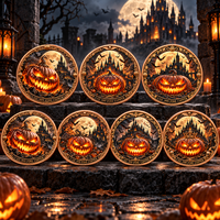 Pièce de monnaie d'imitation en cuivre pur 999 de 1 oz, électroplaquée, série Halloween, citrouille souriante, relief 3D, couleur UV, artisanat métallique