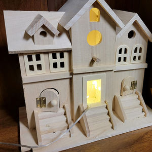 Onafgewerkt Natuurlijk Houten Frame Vogelhuisje Met Schilderij Voor Buiten Vogels Kijken En Ophanging - Product Image 4