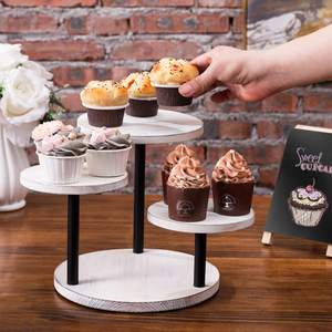OEM 3 livelli di legno torta Stand e mostra riser legno bianco torta sta <span class=keywords><strong>per</strong></span> torte nuziali antipasto, Dessert o esposizione al dettaglio alzate - Product Image 3