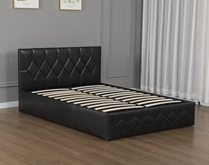 Willsoon hiện đại màu đen giả da Kim Cương chần thủy lực lưu trữ giường USB sạc lưu trữ túi nữ hoàng phòng ngủ thân thiện với môi - Product Image 2