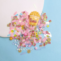 1 BAG de mélange personnalisé de confettis et tranches pour slime, artisanat DIY, résine, pop-corn, bonbons roses, biscuits, argile polymère et décoration d'ongles