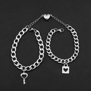 2026 Popular Niche Design <b>Couple</b> 2pcs Set Pendant <b>Bracelet</b> Titanium Steel Silver Plated Unisex's <b>Bracelets</b> Fashion Jewelry - Product Image 1