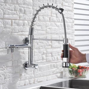 Robinet de cuisine <span class=keywords><strong>gourmet</strong></span> mural chromé, eau froide, flexible, durable, argenté, avec logo personnalisé - Product Image 3