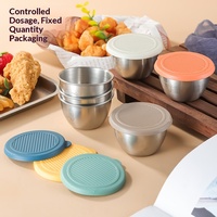 Bol à sauce en acier inoxydable réutilisable, petit bol à condiment en acier inoxydable de 80 ml avec couvercle