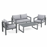 Moderne Outdoor-Möbel Aluminium-Sofa-Set Garten-Terrassen-Sofa KD-Struktur Wetterfeste Sektionalmöbel für Hinterhof und Hotel