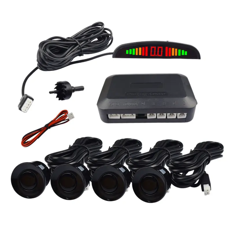 Sistema de sensor de estacionamento crescente led, boa qualidade, alarme de aviso com 4 buzzers, sensor de estacionamento