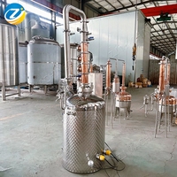 ZJ 200L monocouche facile à utiliser équipement de distillerie compact Tyoe distillateur de tour de colonne de reflux en cuivre pour vin Brandy Gin