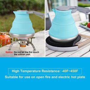 Blue Collapsible Silicone <b>Kettle</b> With Stainless Steel Base And Handle - Product Image 3