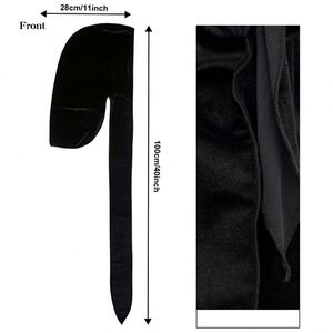 En gros, Turban musulman pour hommes en velours de soie de qualité supérieure, style chapeau de pirate à longue queue, bonnet ondulé et bandeaux, personnalisable avec logo - Product Image 4