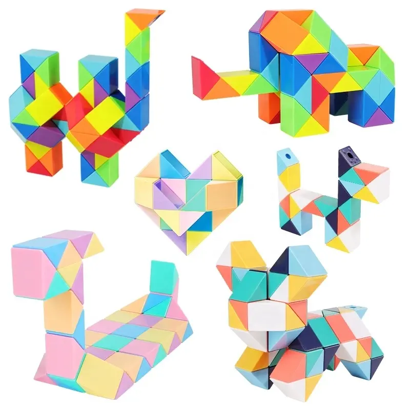 24-72 Segments Magic Rule Snake Rubix Cubo Multi-Color 3D Puzzle Fidget Toys Transformable Cubes Kid Education Toys Cubo Magico