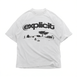 Maglietta grafica explicit unisex in cotone a maniche corte con scollo rotondo, design artistico streetwear Y2K - Product Image 3