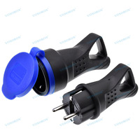 EU Gummi Wasserdichte Steckdose Geerdeter Europäischer Stecker Mit Abdeckung IP44 für DIY Stromkabel 16A 250V