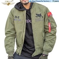 Blouson aviateur classique pour homme, hiver, avec broderie, imperméable, anti-plis, en stock