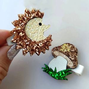 Novedad, Lindos Pasadores de Pelo de Erizo para Niños, Accesorios para el Cabello de Tela, Pinzas de Pelo de Pico de Pato con Forma de Hongo para Fiestas de Niñas - Product Image 5