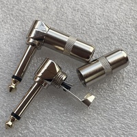Audio 1/4 steker sudut kanan TS mono male konektor adaptor solder