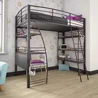 Lit superposé rond en fer au design moderne et original pour chambre à coucher, dortoir d'étudiant et hôtel – Lit métallique durable