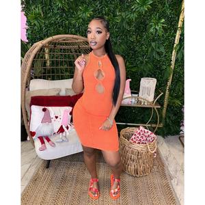 Abito aderente nero lavato con acido per donne con decorazione a bottone con Design ritagliato Look Sexy per Night <span class=keywords><strong>Club</strong></span> - Product Image 4