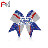 Dernier arc de pom-pom girl personnalisé pour la compétition Blanc Rouge et jaune Cheer Bows Glitter