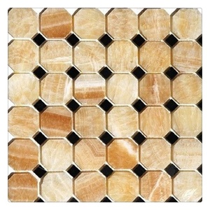 Vàng Onyx vuông Gạch Mosaic đánh bóng đá cẩm thạch lưới ủng hộ cho hồ bơi - Product Image 3