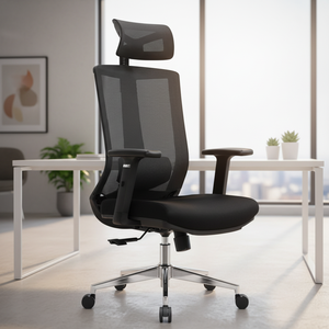 Livraison gratuite, chaises ergonomiques, fauteuils de bureau avec base chromée, structure en fer, design moderne - Product Image 2