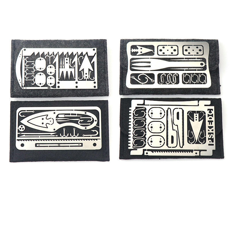 22 in 1 Survival Fishing Hook Card Survival EDC Card Kit Outdoor Camping Fishing Gear Hook Pocket Card