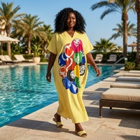 Robe Kaftan Africaine Musulmane pour Femme, Motif Rayé Imprimé, Ample, Longue, Confortable, Traditionnelle Bubu pour Mariage - Vente en Gros