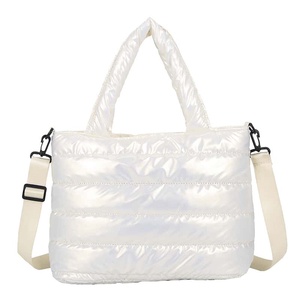 <b>White</b> Quilted Tote <b>Bag</b> Large Size Waterproof Polyester Material Women's Shoulder <b>Bag</b> Daily Use Travel All Seasons - Product Image 1