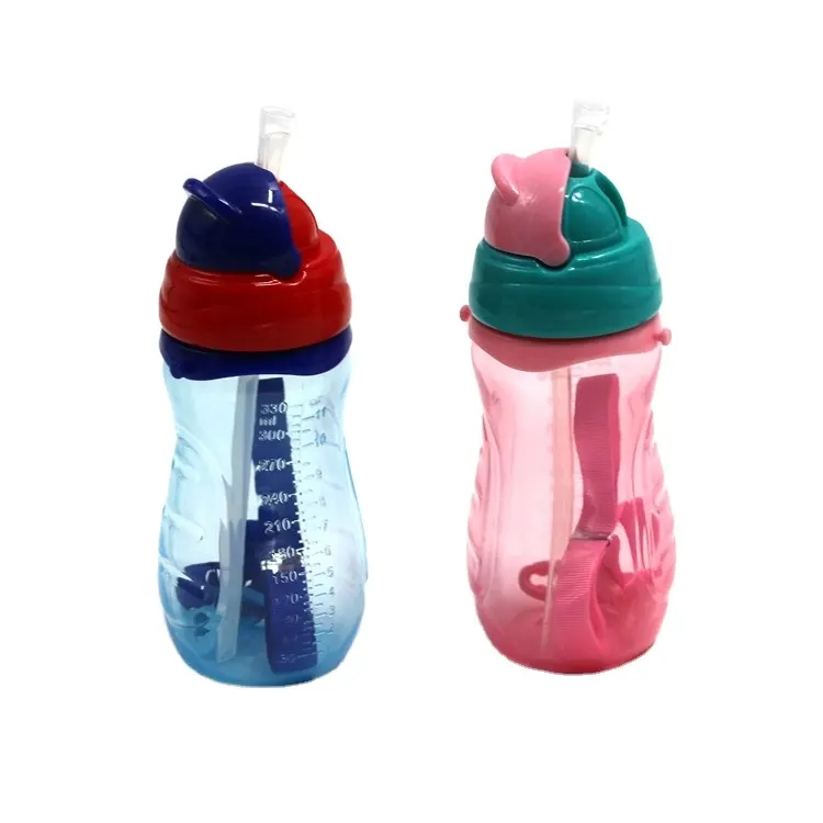 BPA Gratis Cangkir Isap 360 Atas Jerami Transisi Anak-anak Biru Merah