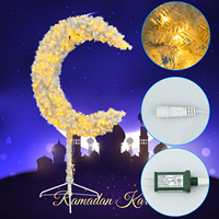 Ornement Croissant de Lune de l'Aïd Ramadan - Décoration Suspendue Étanche Couleur Framboise pour Maison, Mariage, Fête, Festival, Scène DIY