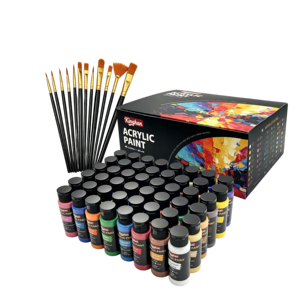 Juego de 12 Pinceles y 48 Colores de <span class=keywords><strong>Pintura</strong></span> Acrílica Profesional de 60 ml en Caja para <span class=keywords><strong>Pintar</strong></span> sobre Lienzo y Tela, Alta Calidad - Product Image 1