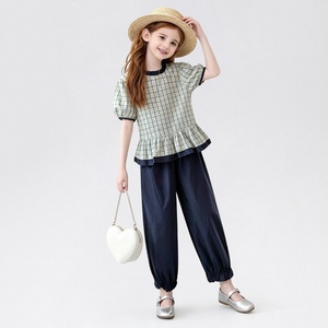 Conjunto de Ropa Casual para Niñas, Dulce, de 2 Piezas, Top con Mangas Abullonadas y Pantalones con Puños Elásticos - Product Image 6