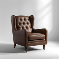 Fauteuil à dossier haut de style Mid-Century Modern en cuir véritable de qualité supérieure, écologique, idéal pour villa, salle de sport, atelier, école, entrepôt