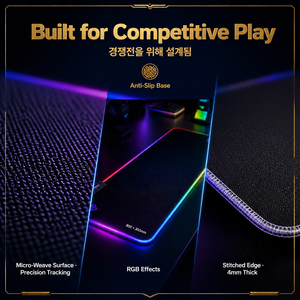 RGB Mauspad Gaming-<span class=keywords><strong>Mousepad</strong></span> mit LED-Beleuchtung Rutschfeste Gummibasis Computer-Schreibtischunterlage Individuelles Logo Großhandel Korea Esports - Product Image 3
