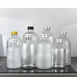 Logo Printing Round Matte Glass Juice Bottle 150ml 270ml 350ml 500ml Matte Glass Juice With Labels