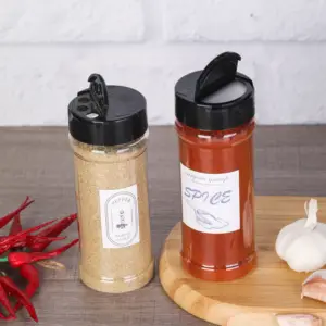 Hot Sale 100ml 250ml 360ml Plastic Seasoning Bottles Spice Shaker Powder Containers Pepper Salt Jar With Flip Top Cap