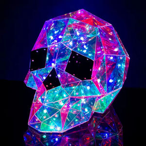 Engraçado Halloween Crânios Esqueleto Brilhante 3D LED Luminoso Iridescente Colorido Night Light up para Outdoor Garden Yard Decorações - Product Image 5