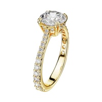 Ensemble de bagues empilables en cristal rond pour femmes, cuivre plaqué or véritable 18 carats, trois pièces, alliance de mariage, bijoux de fiançailles, cadeau