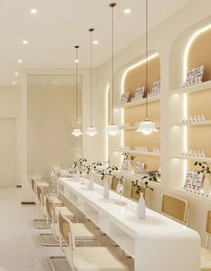 Furnitur Salon kecantikan, Set meja dan kursi manikur Spa kuku dengan koleksi debu dan lampu kuku - Product Image 2