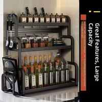 Étagère à épices de cuisine moderne et minimaliste, support pour couteaux et baguettes, organisateur d'assaisonnements de comptoir, étagère multi-niveaux sans perçage