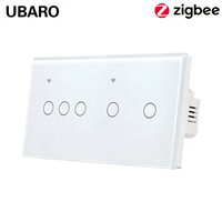 Interrupteur mural tactile intelligent UBARO 5Gang Zigbee avec commande vocale à distance via application, panneau en verre pour la domotique, OEM ODM Tuya Smart Life