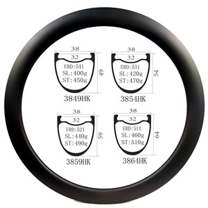 3864HK Llanta de carbono grueso de 38mm de ancho Llantas de bicicleta de disco de carretera de grava 700c Interno 32mm - Product Image 1