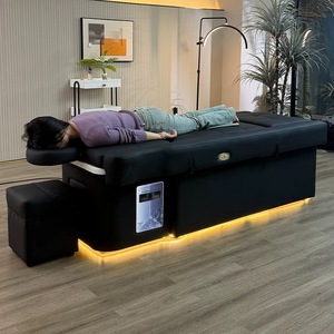 Chaise de shampooing de salon moderne à commande électrique avec lavabo en cuir noir, matériau personnalisé pour l'ensemble de mobilier de salon - Product Image 2
