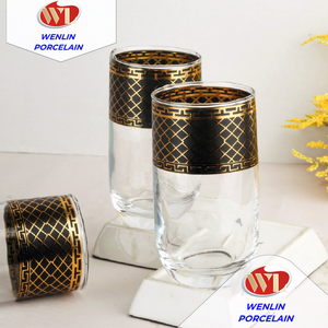 Juego de tazas de café de vidrio con estampado a granel, caja de regalo personalizable, taza de té árabe, diseño de <span class=keywords><strong>Lobel</strong></span>, cerámica y porcelana, Habesha dorado - Product Image 4