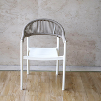 Chaise de bistrot pour balcon avec siège en corde tressée, pour petit appartement, cour, café, véranda, fauteuil d'extérieur empilable