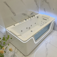 Bañera de Acrílico Doble Aoningjie para Apartamentos Pequeños, Casas de Huéspedes y Hogares, con Luz de Colores y Temperatura Constante, Independiente