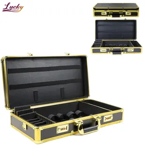 Gold Barber Case Stylist Lock Carrying Portable Travel Case Professional Hair Kit Organizer Storage Display Box