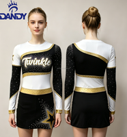 Uniforme de cheerleading personnalisé noir pour compétition, manches longues, avec strass, uniformes de cheerleading All Star